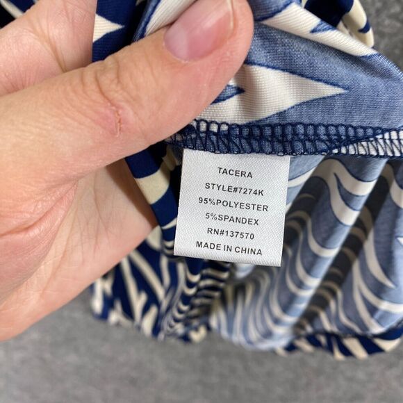 Tacera Dress Women S Small Blue Striped Sheath Short Zipper V-Neck Belted Casual - Picture 6 of 9